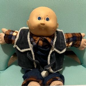 Blue-Eyed Plush Doll in Plaid Outfit - Kids Toys
